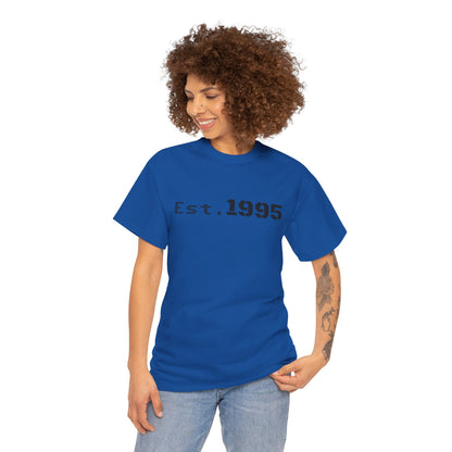 Vintage minimalist Est. 1995 T-shirt by Printify featuring a simple birthday design on a classic casual tee.