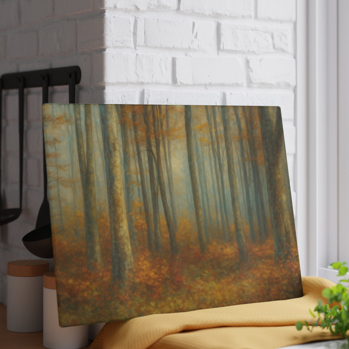 Autumn Woodland Misty Forest Glass Cutting Board - view 6