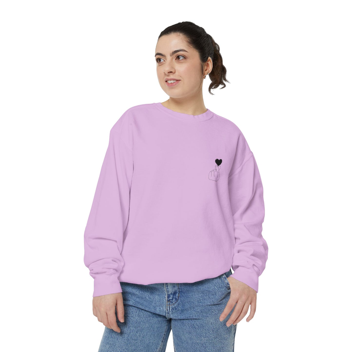 Unisex Garment-Dyed Sweatshirt with Heart Design - Cozy & Stylish