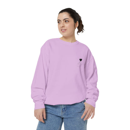 Unisex Garment-Dyed Sweatshirt with Heart Design - Cozy & Stylish