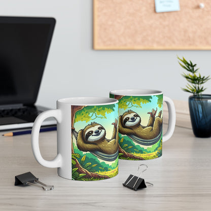 Sloth Lovers Ceramic Mug - Cute Jungle Coffee Cup, Gift for Nature Lovers, Relaxation Mug, Birthday Present, Unique Kitchenware
