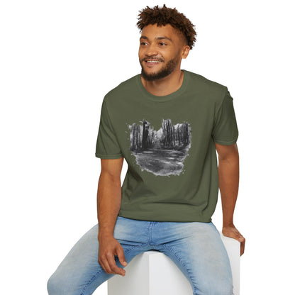 Minimalist Nature-Inspired Unisex Softstyle T-Shirt, Casual Wear, Everyday Style, Gift for Nature Lovers, Eco-Friendly Fashion