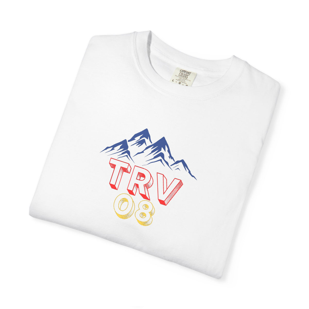 Unisex garment-dyed T-shirt with TRV08 Logo print by Printify, featuring a relaxed fit and casual style.