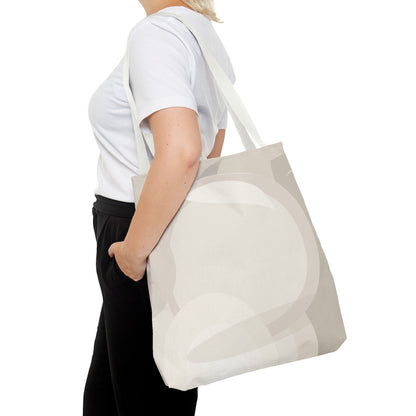 Neutral Abstract Circle Pattern Tote Bag | Minimal Beige AOP Canvas