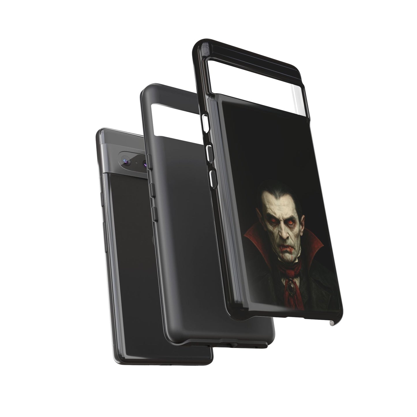 Gothic vampire portrait phone case for iPhone featuring Dracula horror design, crafted by Printify.
