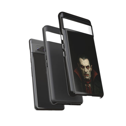 Gothic vampire portrait phone case for iPhone featuring Dracula horror design, crafted by Printify.