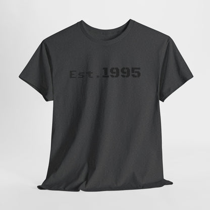 Vintage minimalist Est. 1995 T-shirt by Printify featuring a simple birthday design on a classic cotton tee.