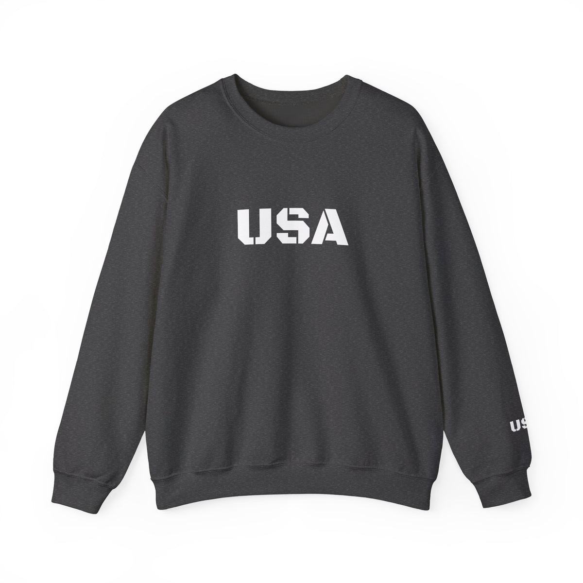 Printify USA crewneck sweatshirt with patriotic design, cozy fit, perfect for all seasons, casual American-themed apparel.