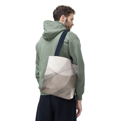 Neutral Abstract Watercolor Waves Tote Bag | All-Over Print