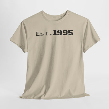 Unisex Heavy Cotton Tee - Est. 1995, Vintage Birthday Gift, Customizable Tee, Retro Unisex Shirt, Casual Everyday Wear