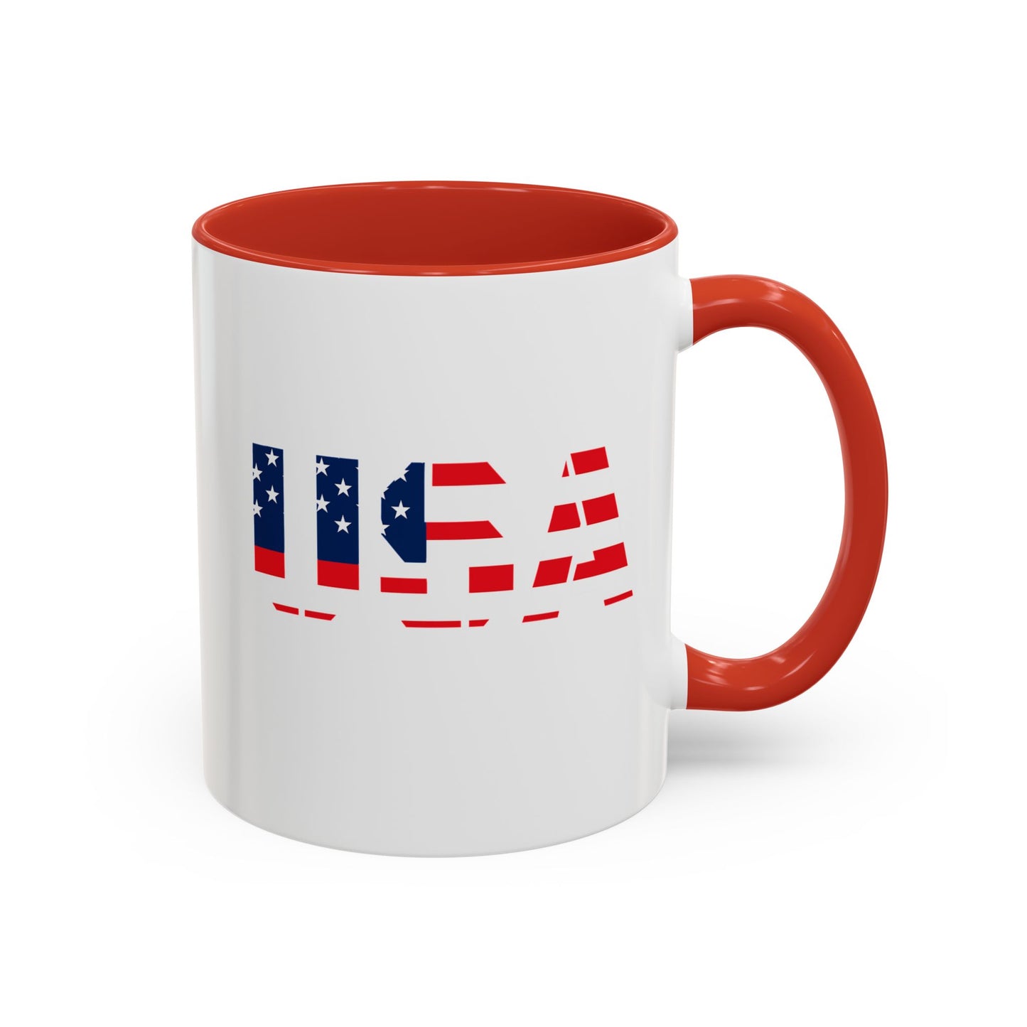 USA Flag Accent Coffee Mug — Patriotic 11/15oz Ceramic Coffee Cup