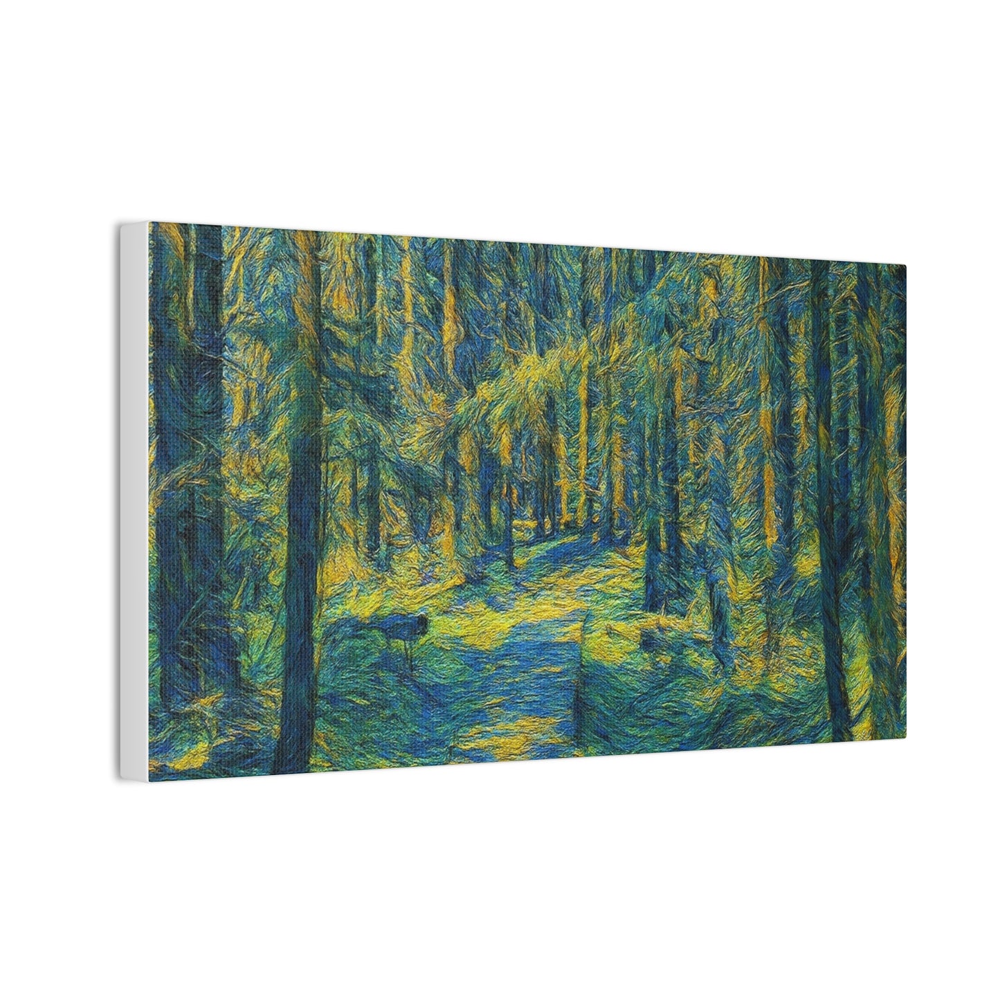 Sunlit Forest Path Canvas — Impressionist Woodland Wall Art