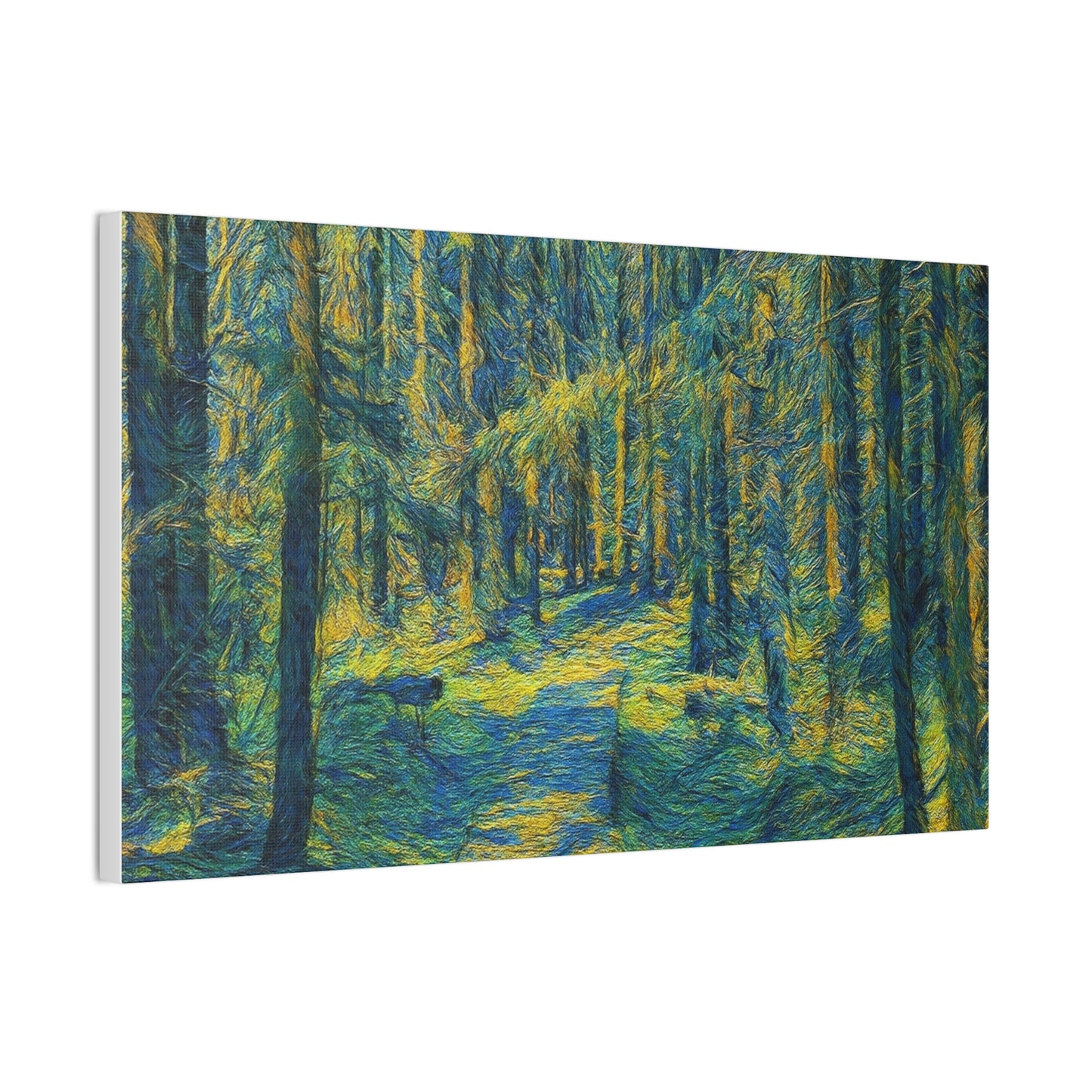 Sunlit Forest Path Canvas — Impressionist Woodland Wall Art