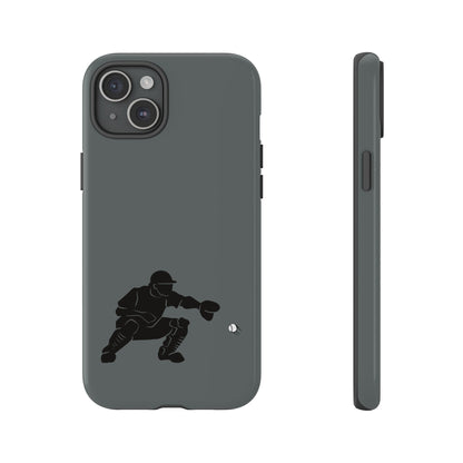 Printify baseball catcher phone case with tough protective cover, featuring a detailed catcher design for iPhone and Android devices.