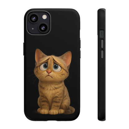 Cute sad kitty print phone case for iPhone by Printify, featuring a protective design with a sad cat illustration.