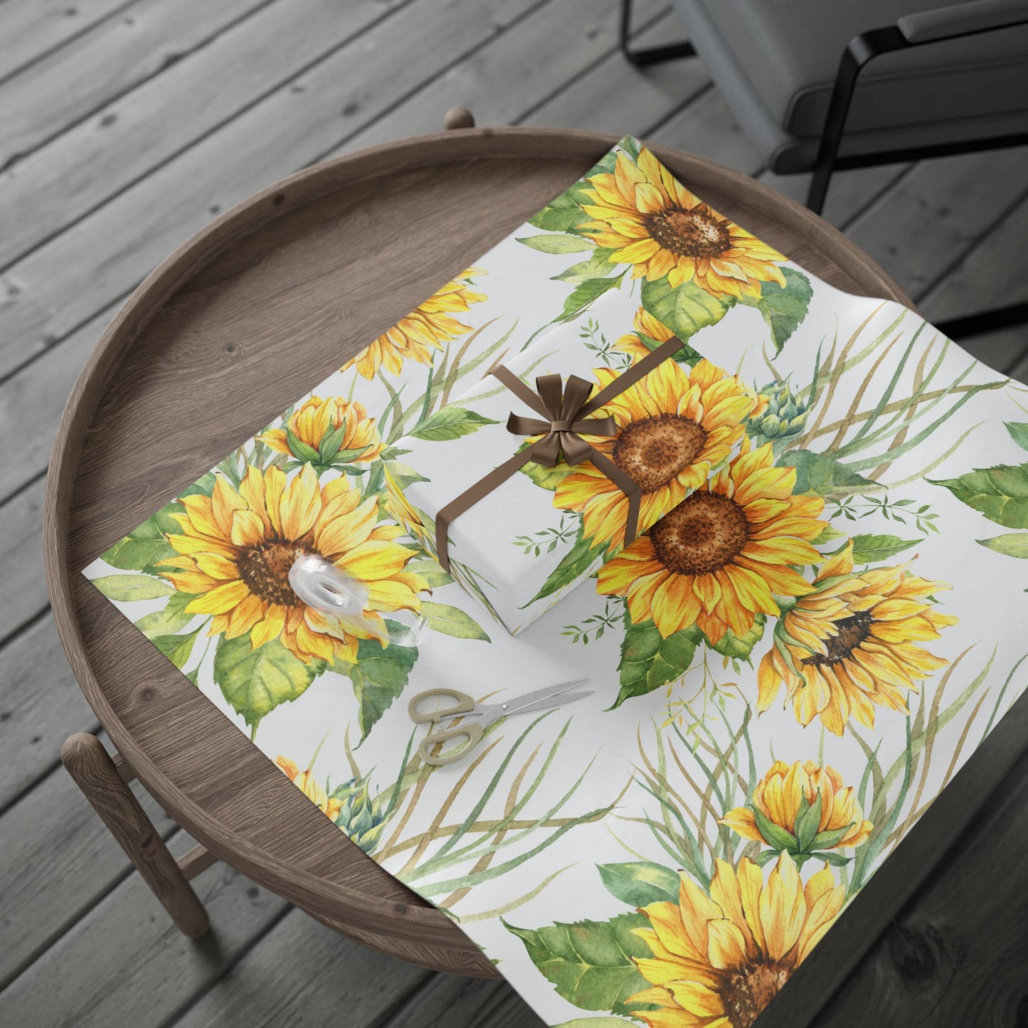Sunflower Wrapping Paper Roll — Floral Gift Wrap for Birthdays, Mother's Day & Spring Celebrations