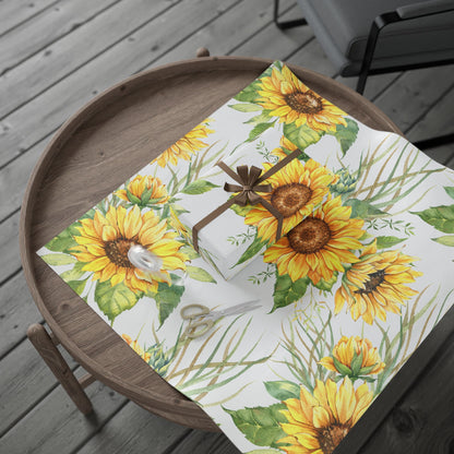 Sunflower Wrapping Paper Roll — Floral Gift Wrap for Birthdays, Mother's Day & Spring Celebrations