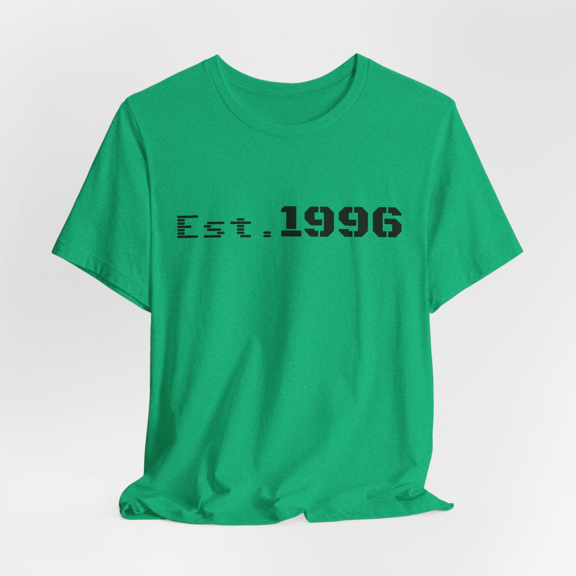 Vintage Est. 1996 T-shirt by Printify featuring a classic design, perfect as a birth year birthday gift.