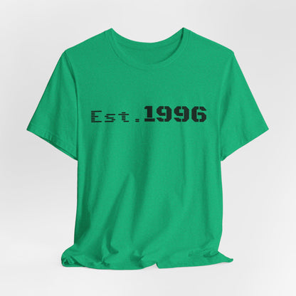 Vintage Est. 1996 T-shirt by Printify featuring a classic design, perfect as a birth year birthday gift.