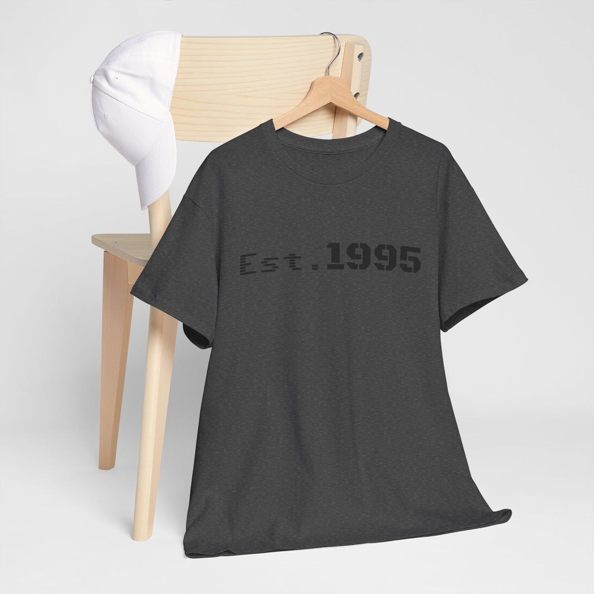 Vintage minimalist Est. 1995 T-shirt by Printify featuring a simple birthday design on a casual tee.