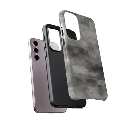 Abstract gray grid phone case for iPhone, tough protective cover by Printify with geometric design.