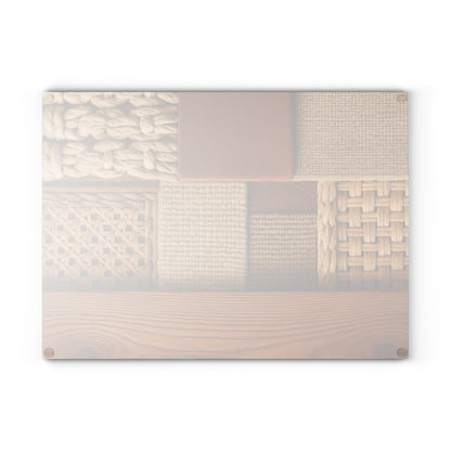 Woven Texture Glass Cutting Board – Rustic Boho Kitchen Decor