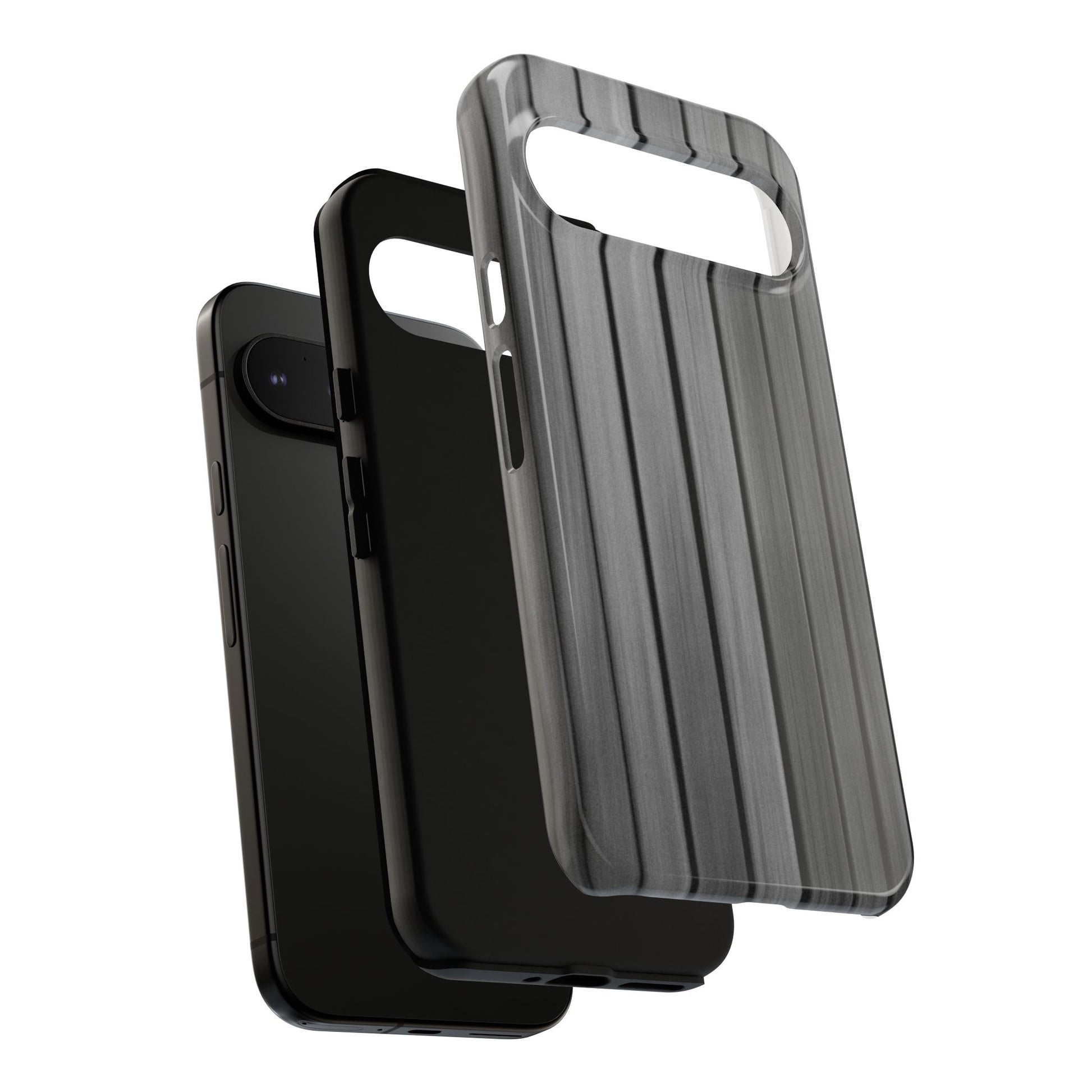 Ribbed metal texture phone case for iPhone, tough protective Cover by Printify, with a sleek metallic finish and durable design.