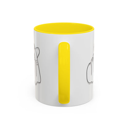 White ceramic coffee mug with a minimal Korean finger heart accent design, available in 11oz and 15oz sizes, by Printify.