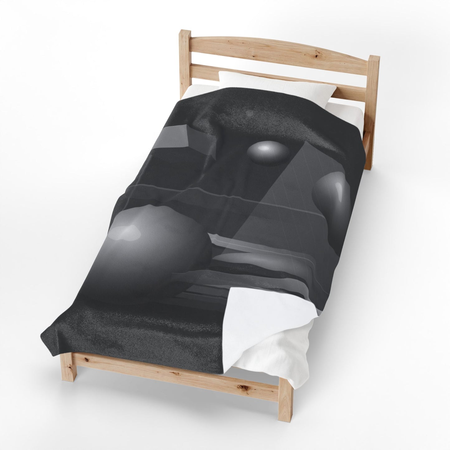 3D Geometric Spheres Velveteen Plush Blanket | Abstract Cube & Sphere Design