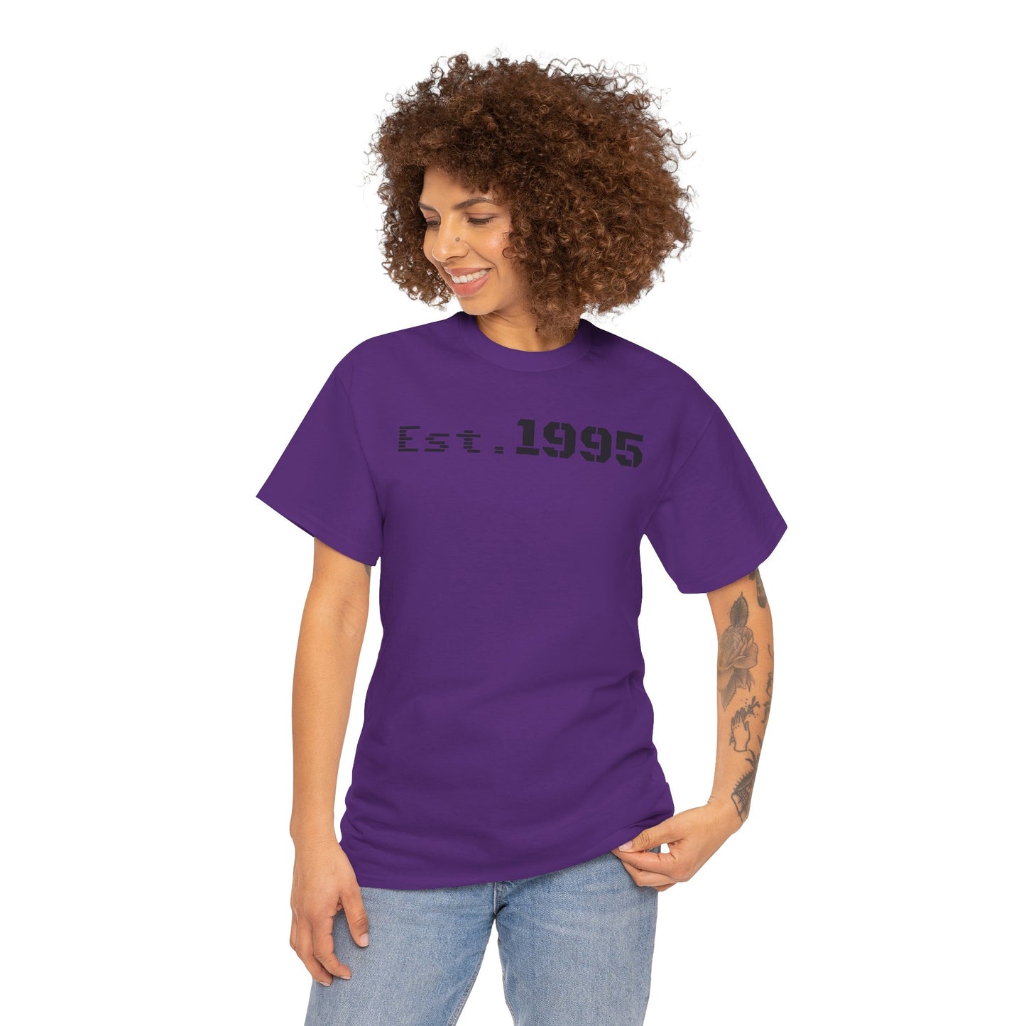 Unisex Heavy Cotton Tee - Est. 1995, Vintage Birthday Gift, Customizable Tee, Retro Unisex Shirt, Casual Everyday Wear