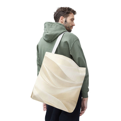 Cream Abstract Waves Tote Bag | Neutral Swirl Pattern