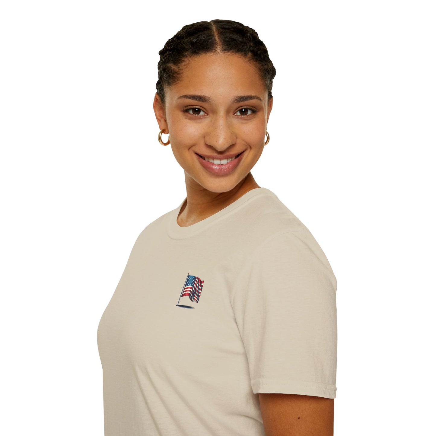 Patriotic Unisex Softstyle T-Shirt, American Flag Tee, USA Pride Shirt, Perfect for Independence Day, Casual Wear - TRV