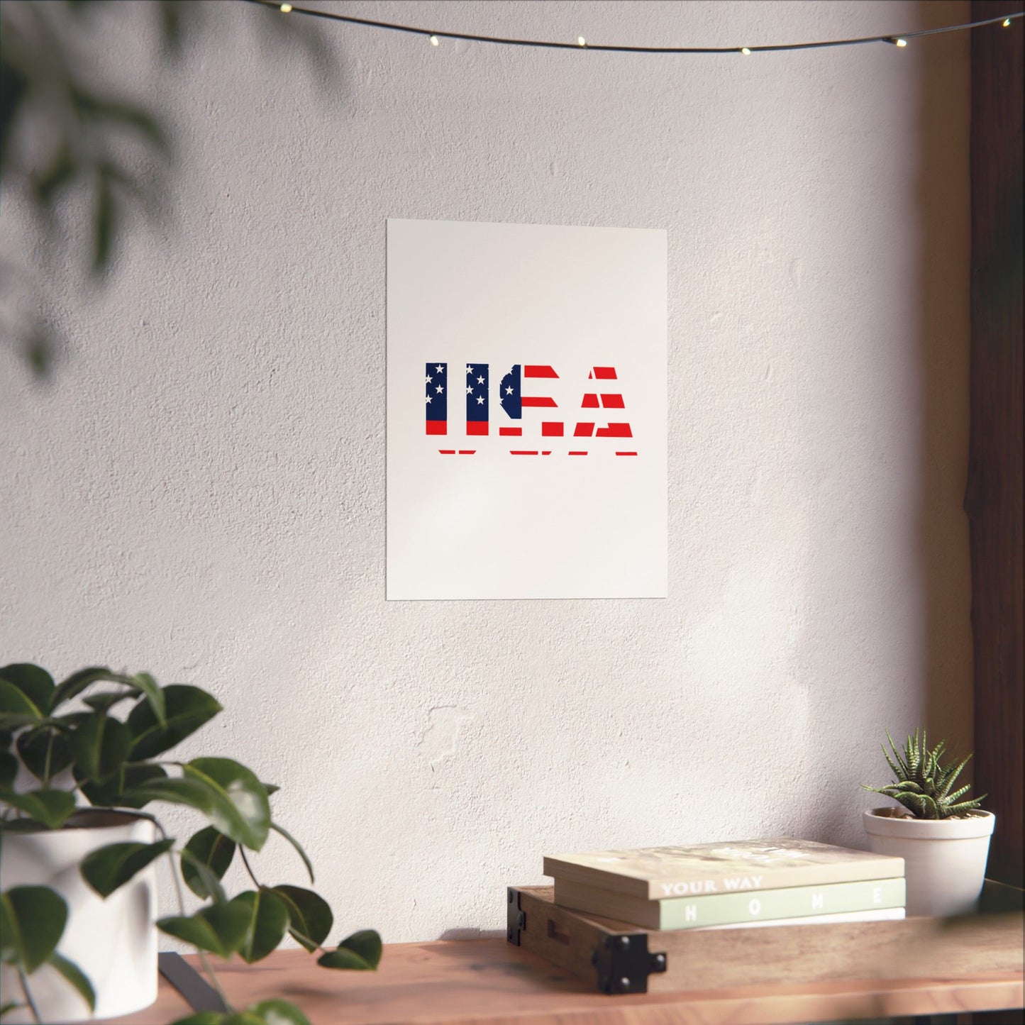 USA Patriotic Wall Art Poster, Red White Blue Home Decor, Fourth of July Decoration, American Flag Art, Independence Day Gift