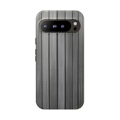 Ribbed metal texture phone case for iPhone, tough protective cover by Printify with sleek, durable design.