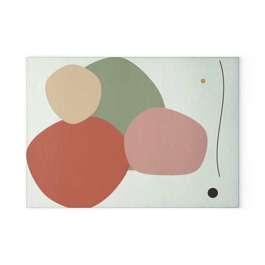 Abstract Organic Shapes Glass Cutting Board | Modern Minimal Kitchen Décor
