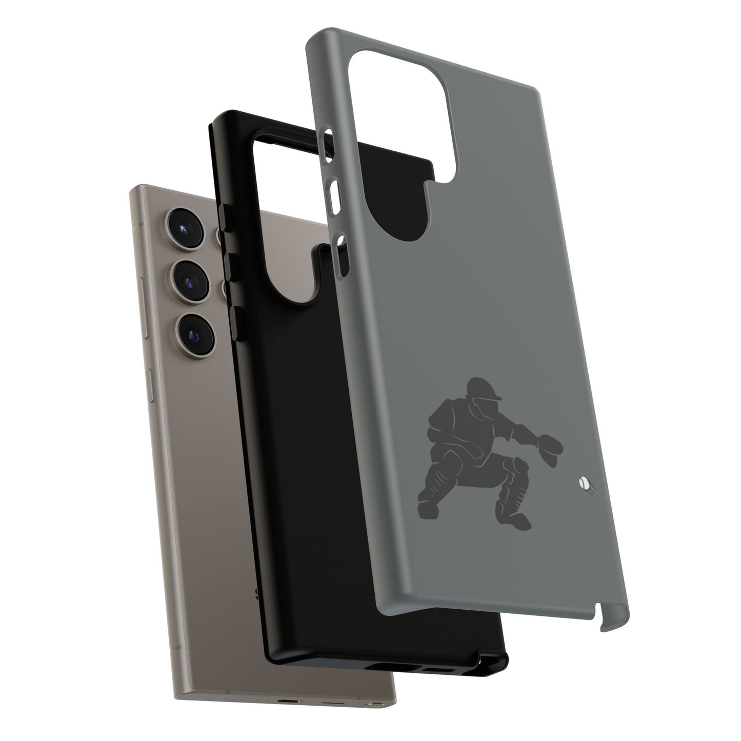 Printify baseball catcher phone case, tough protective cover with catcher design, fits smartphone models for durable style and protection.
