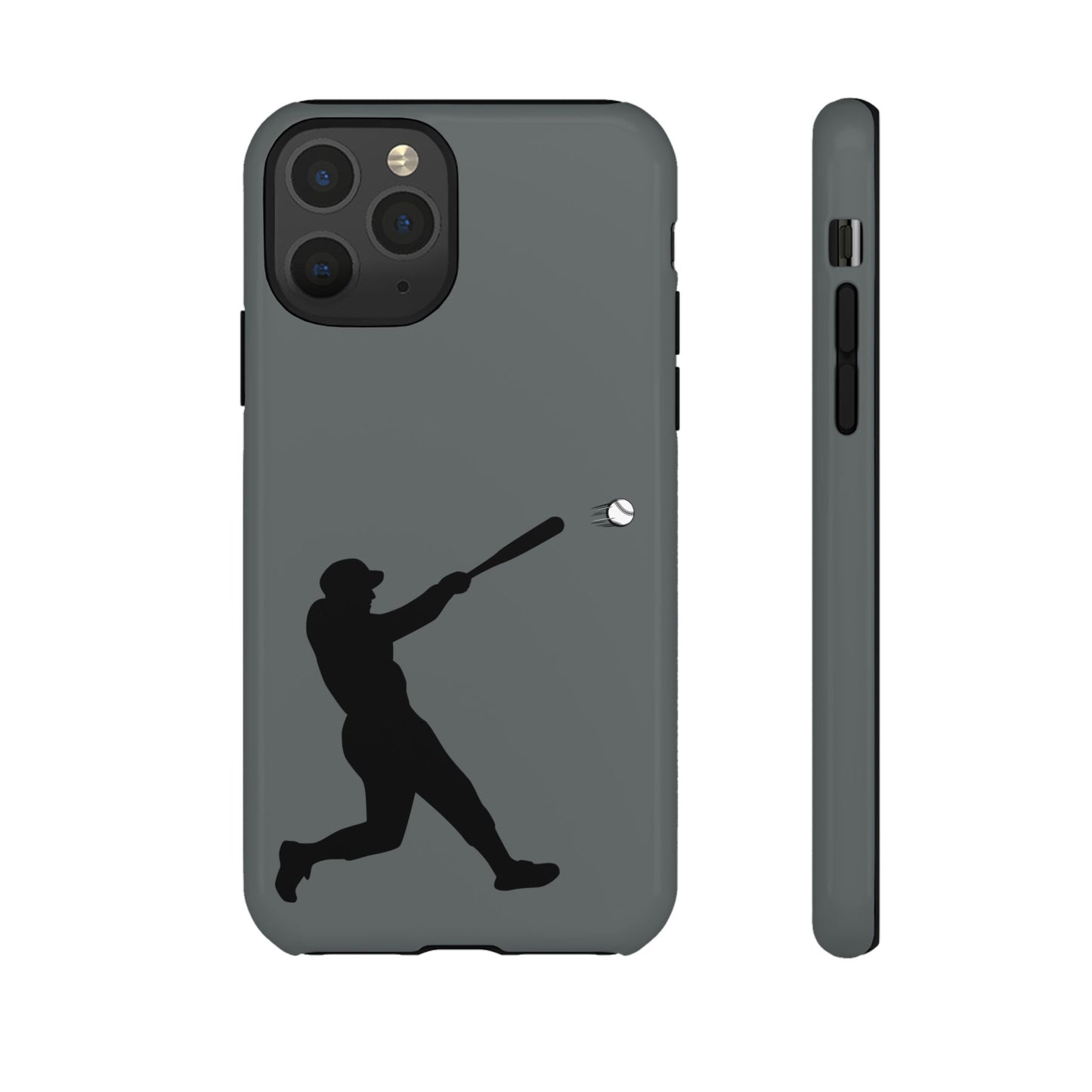 Printify baseball batter phone case, tough protective smartphone cover featuring a baseball player design for fans.