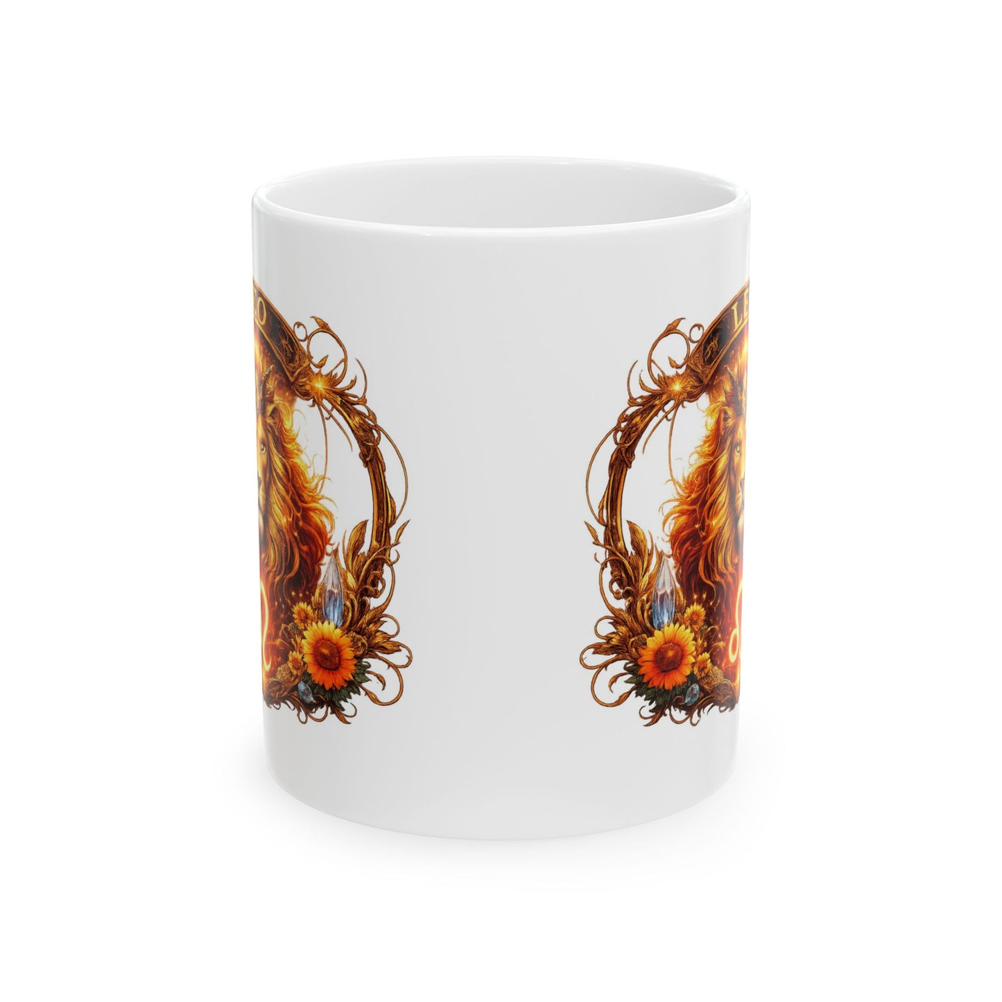 Leo Zodiac Sign Illustration Mug | Ceramic Coffee Cup