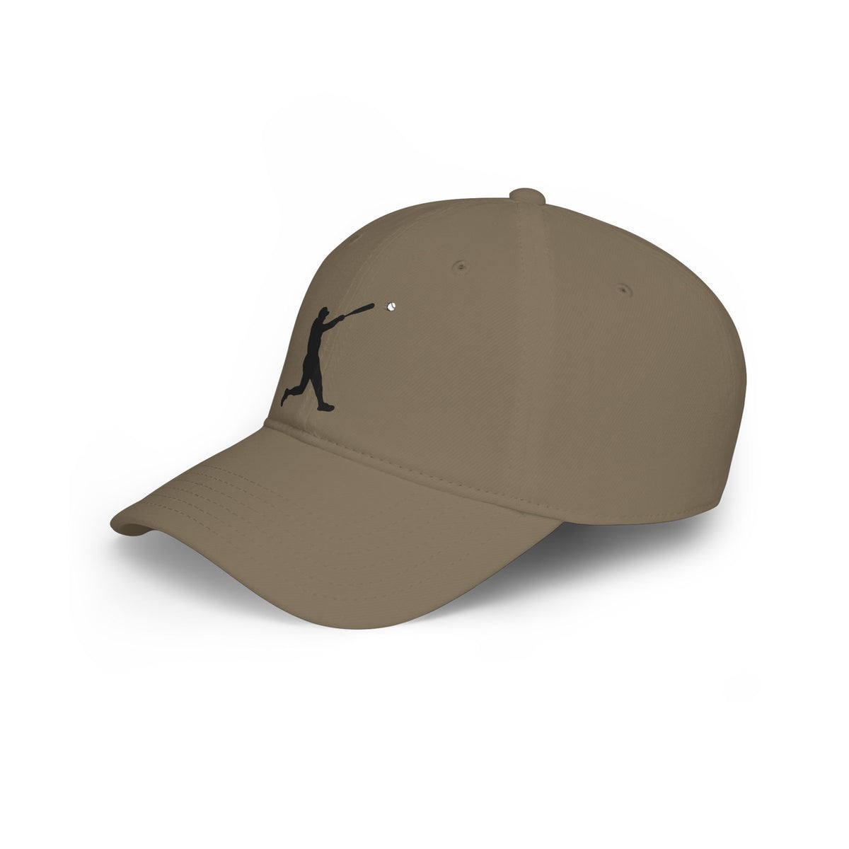 Silhouette Batter baseball cap by Printify, navy blue hat with white batter silhouette design, adjustable curved brim for men and women.