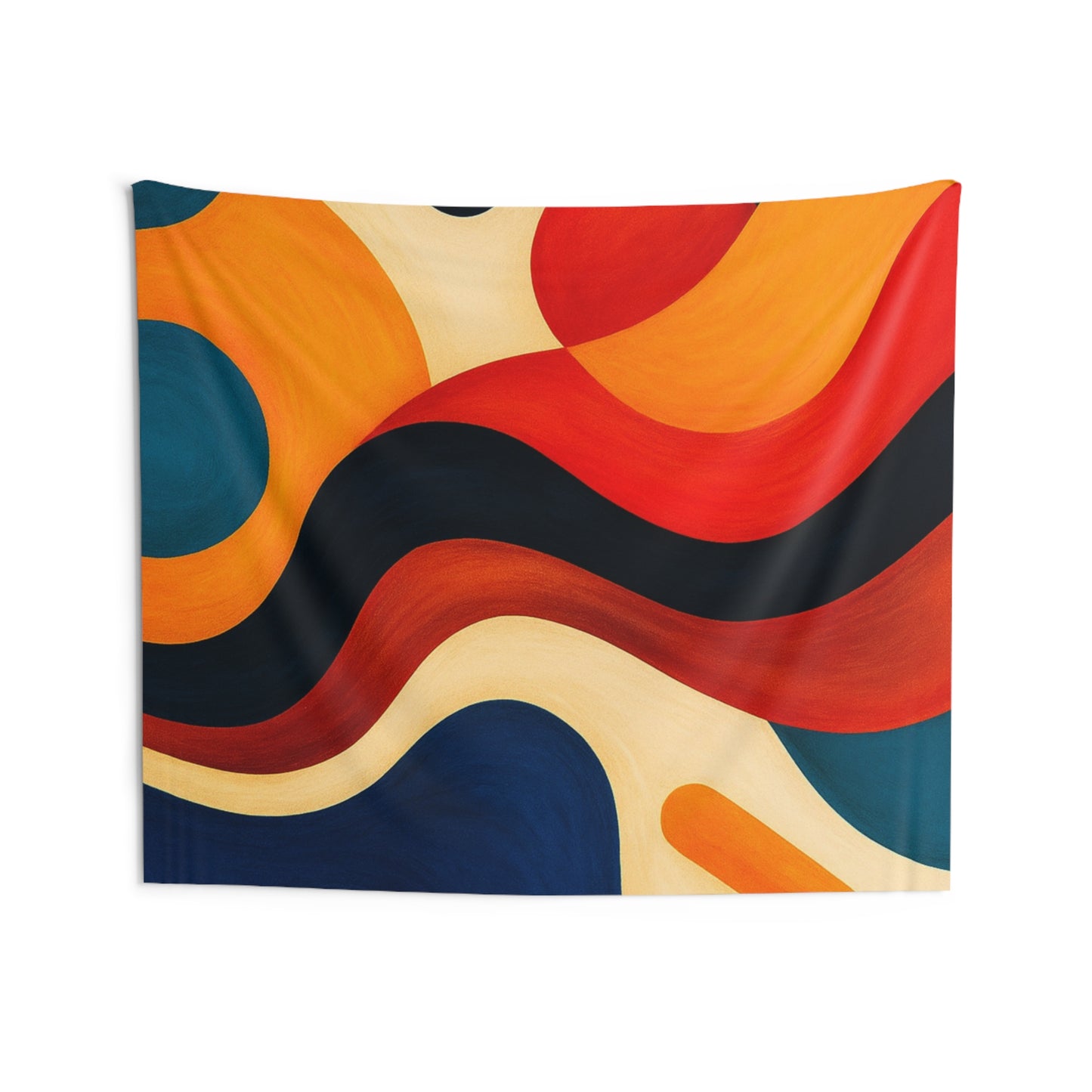 Abstract Retro Wave Tapestry — Colorful Mid-Century Wall Art for Living Room, Dorm, or Office