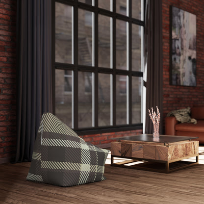 Brown Plaid Pattern Bean Bag Chair Cover | Rustic Buffalo Check