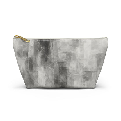 Gray abstract brushstroke accessory pouch from Printify featuring a stylish bag with artistic brushstroke design.