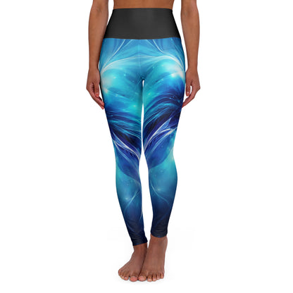 Blue Galaxy Swirl High Waisted Yoga Leggings | Cosmic Nebula Print