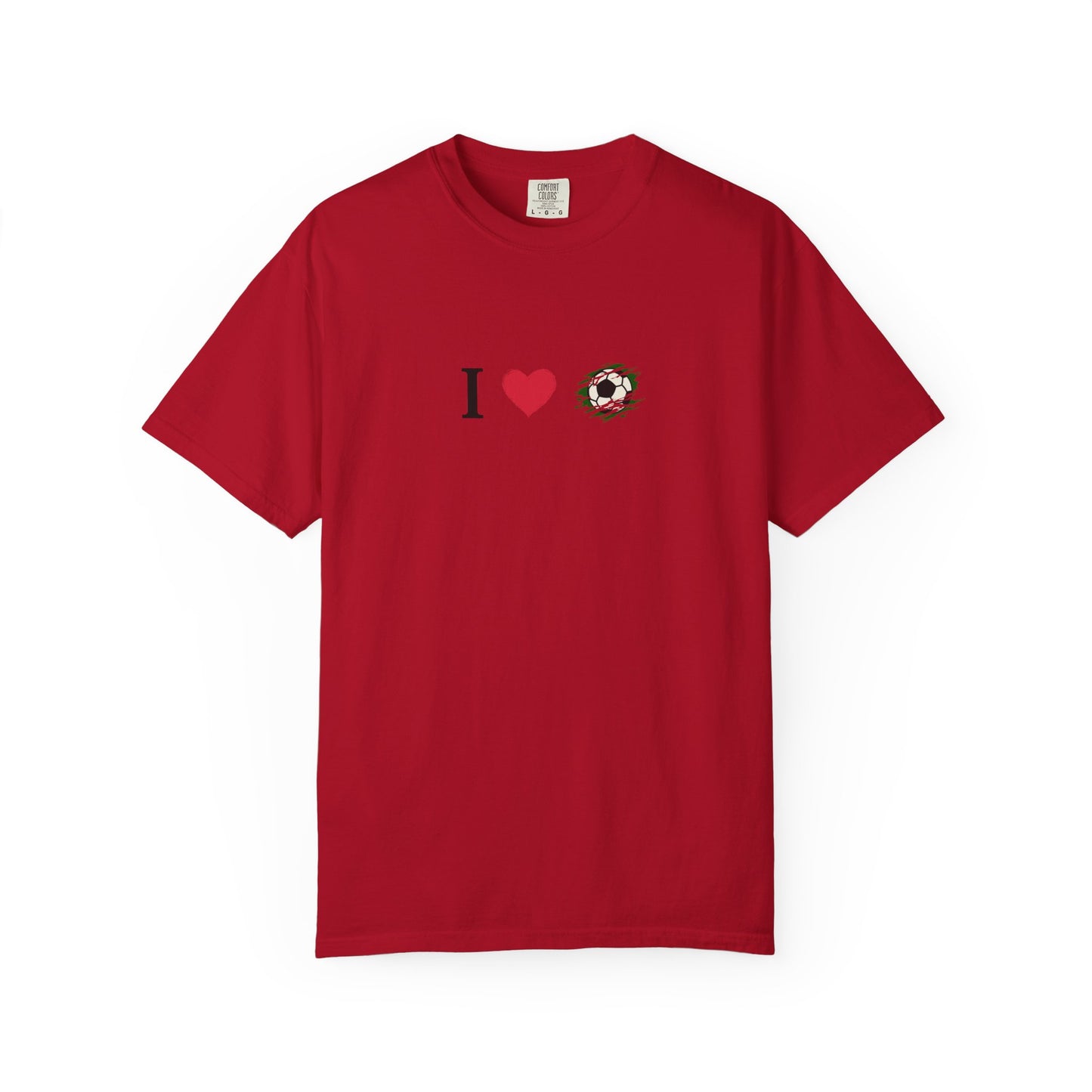 I Love Football (Soccer) Unisex Garment-Dyed T-shirt, Casual Tee, Everyday Wear, Gift for Him/Her, Stylish Apparel - TRV
