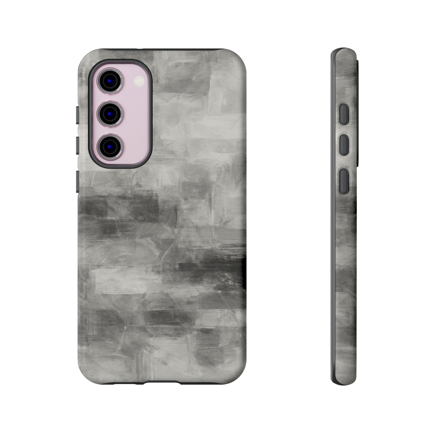 Abstract gray grid phone case for iPhone, tough protective cover by Printify with modern geometric design.