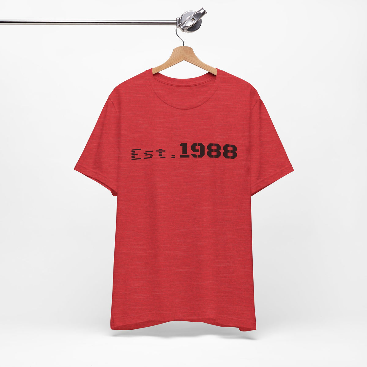 Vintage-style Printify retro logo T-shirt with "Est. 1988" print, casual unisex tee in soft fabric, perfect for everyday wear.