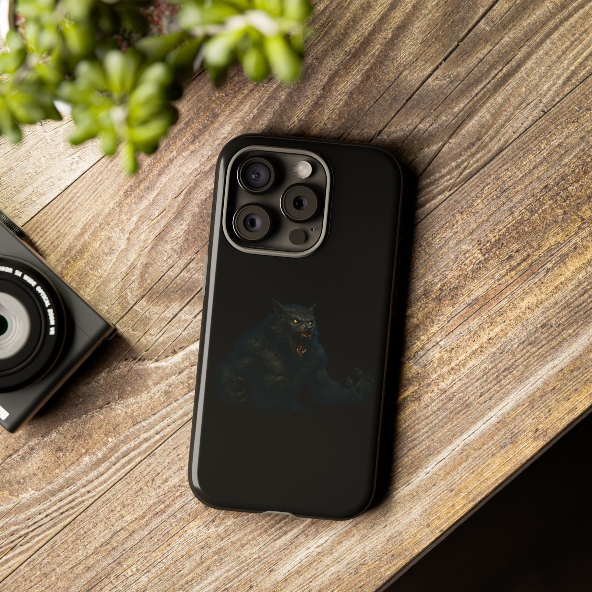 Dark monster graphic werewolf phone case from Printify, tough protective design for smartphones with detailed monster artwork.