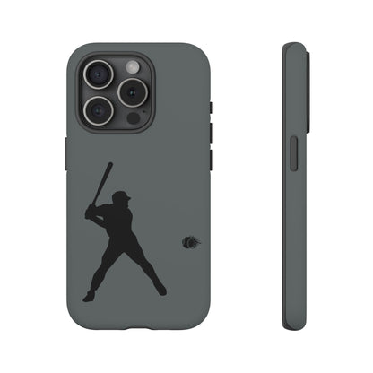 Black baseball silhouette tough phone case for iPhone, with sporty design offering protection and durability.
