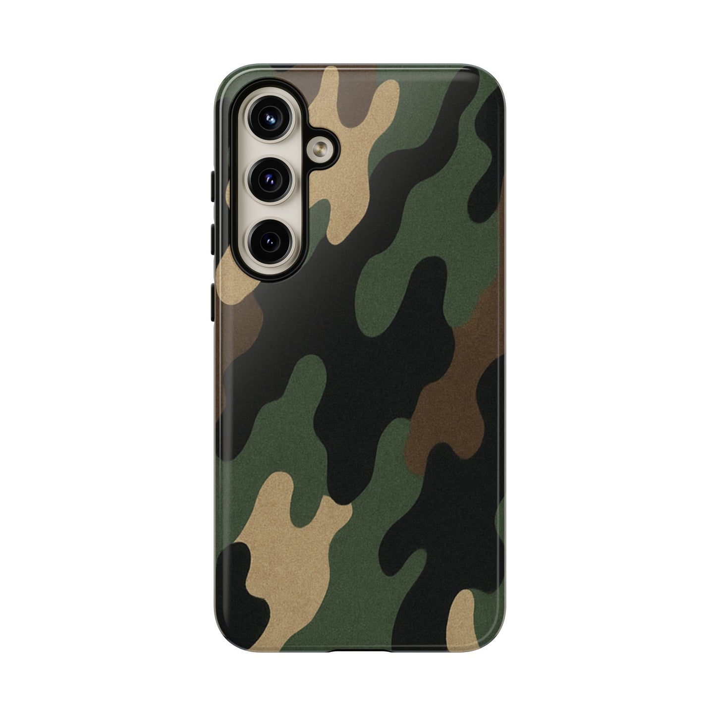 Military green camo tough phone case by Printify, rugged protective cover for smartphones with a durable design.