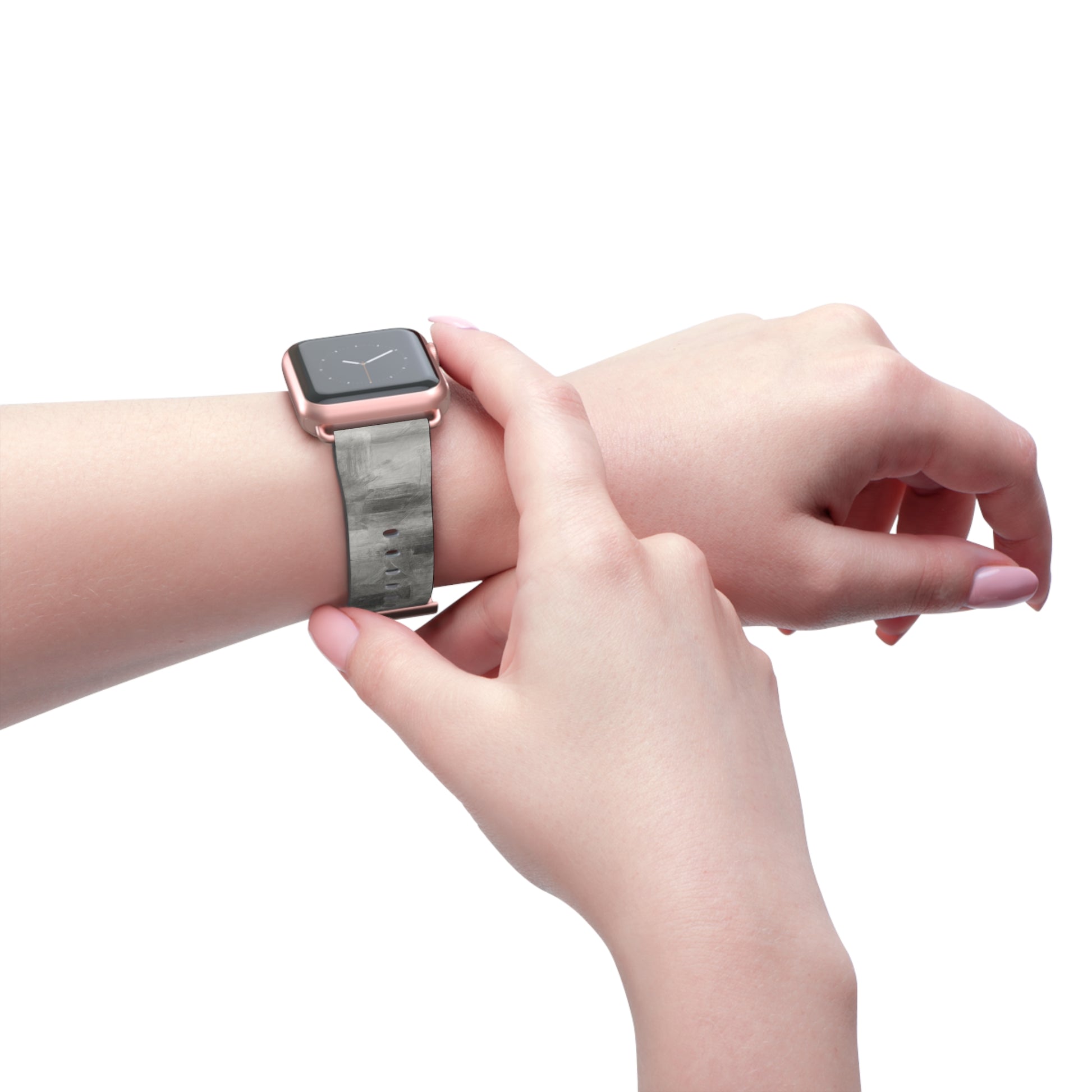 Gray watercolor camouflage Apple Watch band with neutral abstract design, made by Printify, accessory strap for Apple Watch.